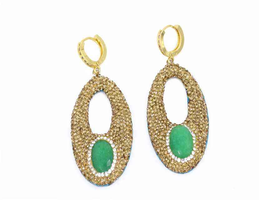 2021 Wholesale luxury hoop earrings big gemstone earrings travel wear jewelry