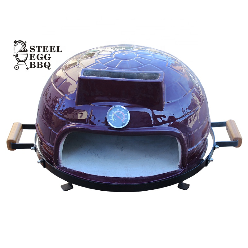 STEEL EGG BBQ 21 inch Tabletop Wood Fired Charcoal Ceramic Pizza Oven