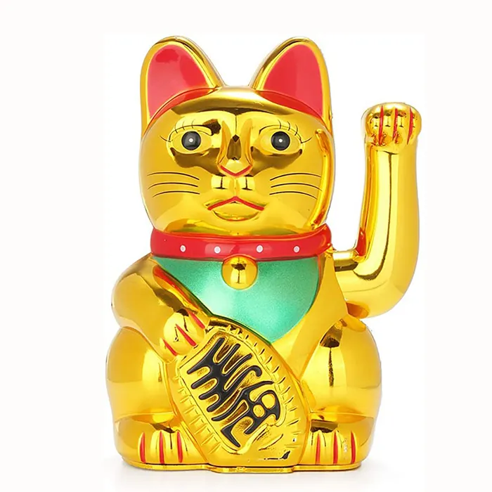 Business Home Crafts Chinese Electric Powered Lucky Fortune Wealth Gold Customized Waving Arm Beckoning lucky cat maneki neko