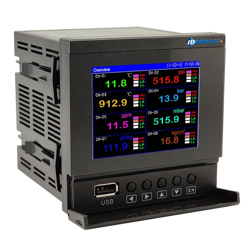 MPR800: Промышленный 8 каналов RS485 Modbus цифровой цветной безбумажный рекордер для температуры и давления