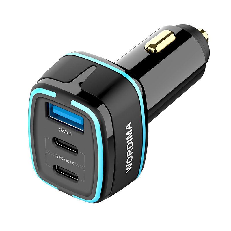 Автомобильное зарядное устройство 3 в 1 с USB-портом для быстрой зарядки, адаптер для быстрой зарядки 3,0
