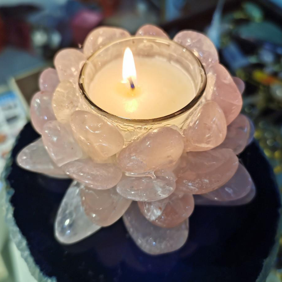 Natural pink crystal lotus candle holder luxury candle holder decoration furniture decoration