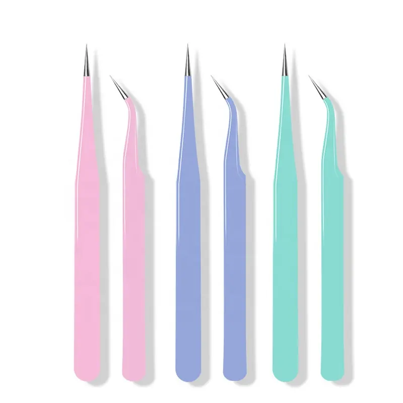 High Precision Stainless Steel Straight Curved Colored Rhinestones Nail Art Sticker Picking Tool Nail Tweezers
