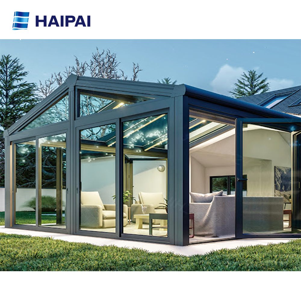 Modern Single Aluminum Winter Garden Conservatory Bubble House Greenhouse Glass Sunroom Slant Roof Design Prefab Houses Other