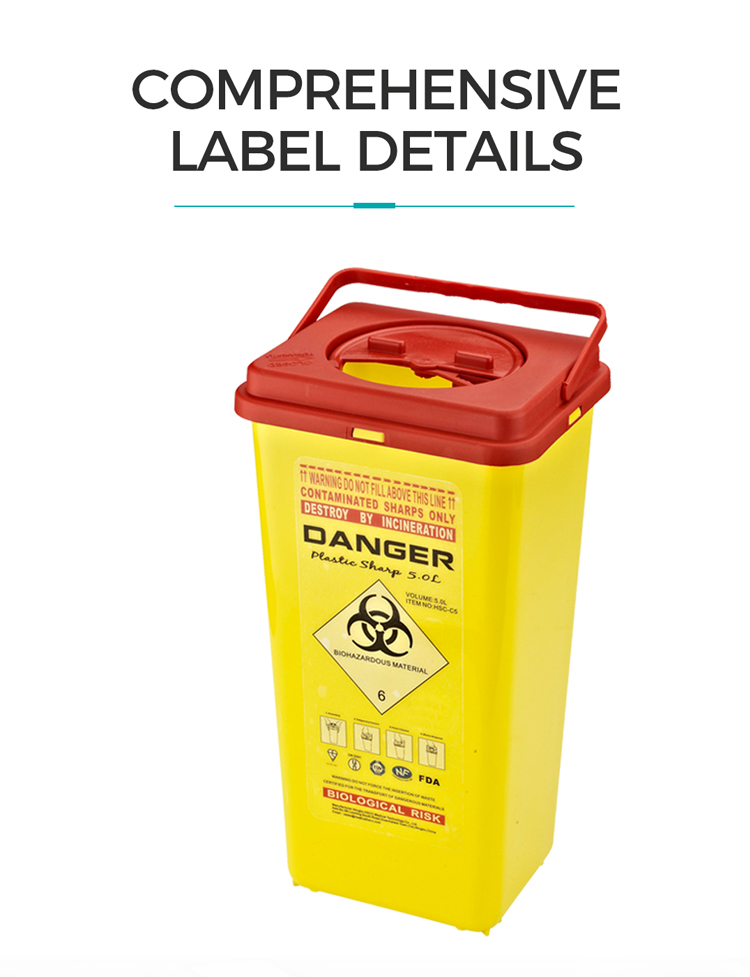 Hospital 5L Sharps Container Disposable Sharp Box Medical Waste Container