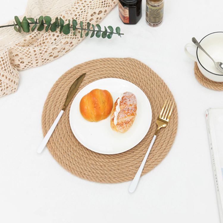 Hemp rope place mat jute place mat thickening hot proof heat insulation mat flax tea roundn cup plate pot pad