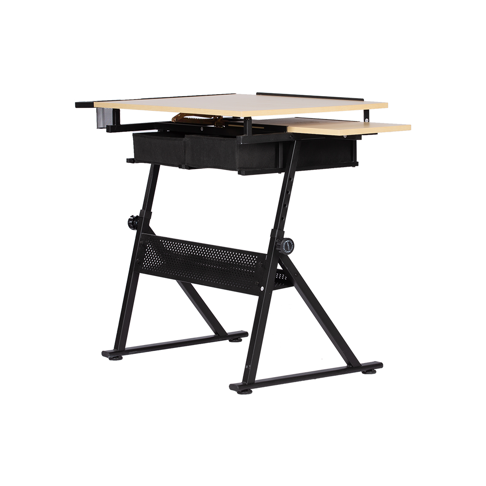 New Design Metal Frame Glass Craft And Drawing Table Height Adjustable Desk Black Drafting Table For Classroom