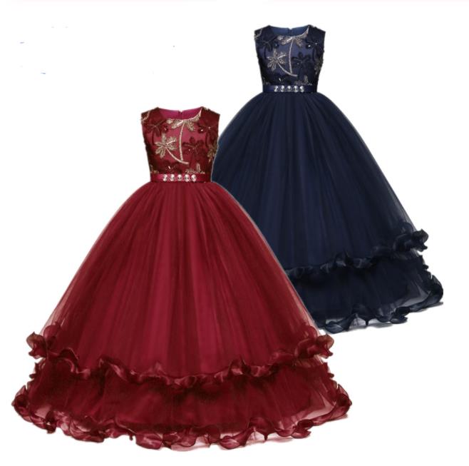 HYC14 Elegant Christmas Princess Kids Dresses For Girls New Year Party Costume First Communion Children Dress