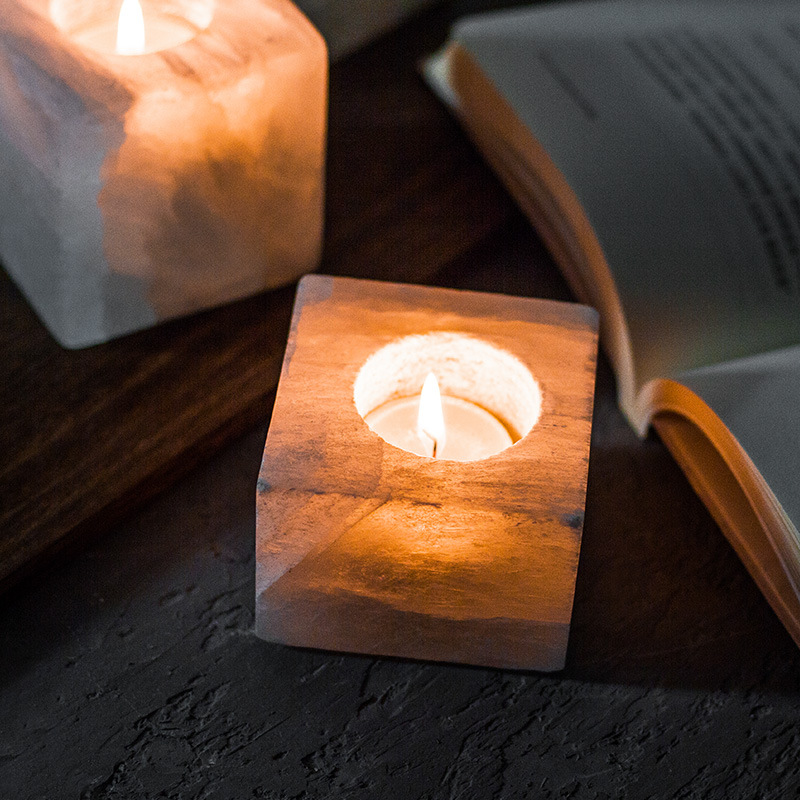 Fashion Square Mineral Candle Holder Gypsum Romantic Aroma Candle Holder Modern Bar Western Hotel Decoration Crafts Ornaments