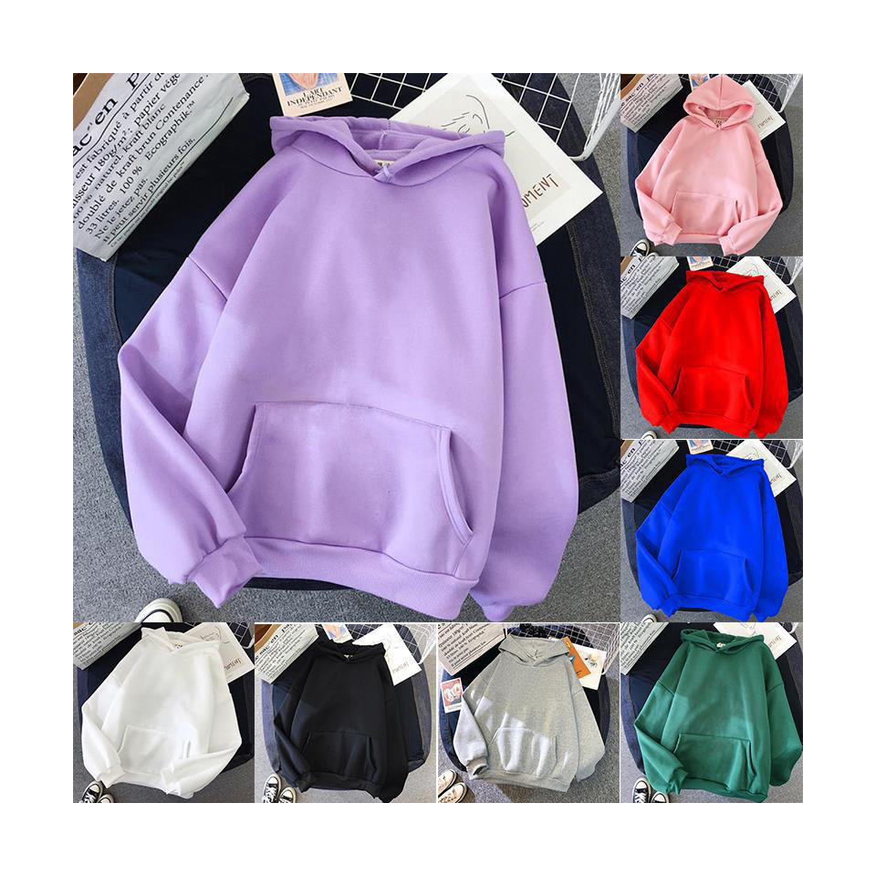 High Quality Mutil Color Simple Pullover Hoodies Custom Logo Plus Size Women's Plain Hoodies