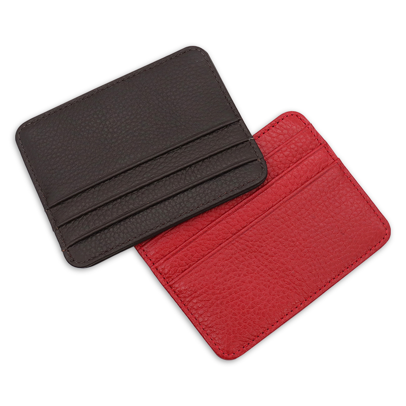 Factory wholesale leather id card holder lychee pattern credit card holder leather mini business card holder