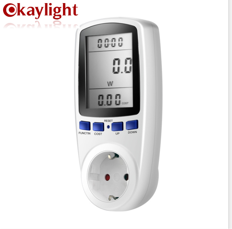 Okaylight European power metering socket, large screen charging socket,digital wattmete power monitor, smart meter