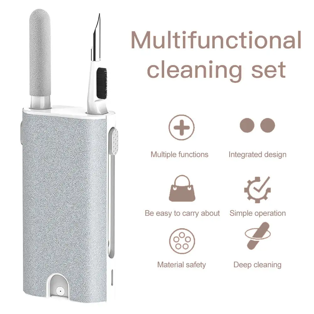 Portable Computer Keyboard Phone Screen Cleaner Tools Spray 5 in 1 Earphone Wireless Earbud Phone Cleaner Pen Brush Cleaning Kit