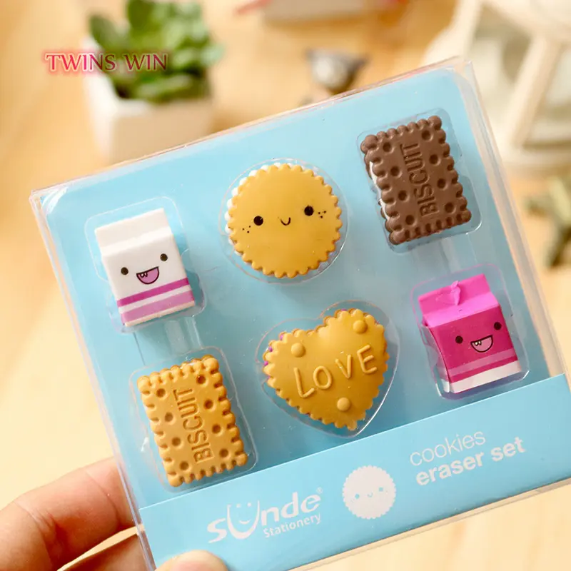 Student Creative Stationery Prizes Office Stationery Cookie and Milk Shape Rubber Eraser 553