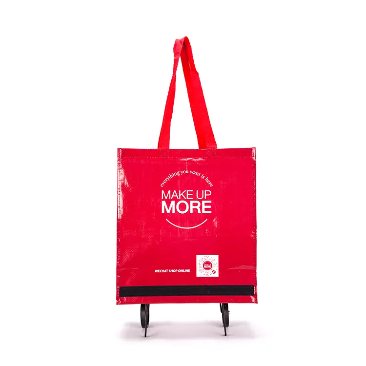 Trolley Shopping Bag Portable Folding 150gsm Pp Woven Shopping Trolley Bag With Wheels