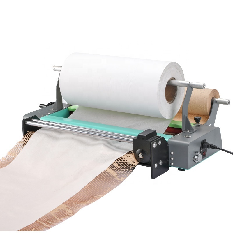 Protect Dispenser Kraft Cushion Packaging Kraft Paper Wrap Making Machine Electric Honeycomb Paper Roll Dispenser For Shipping