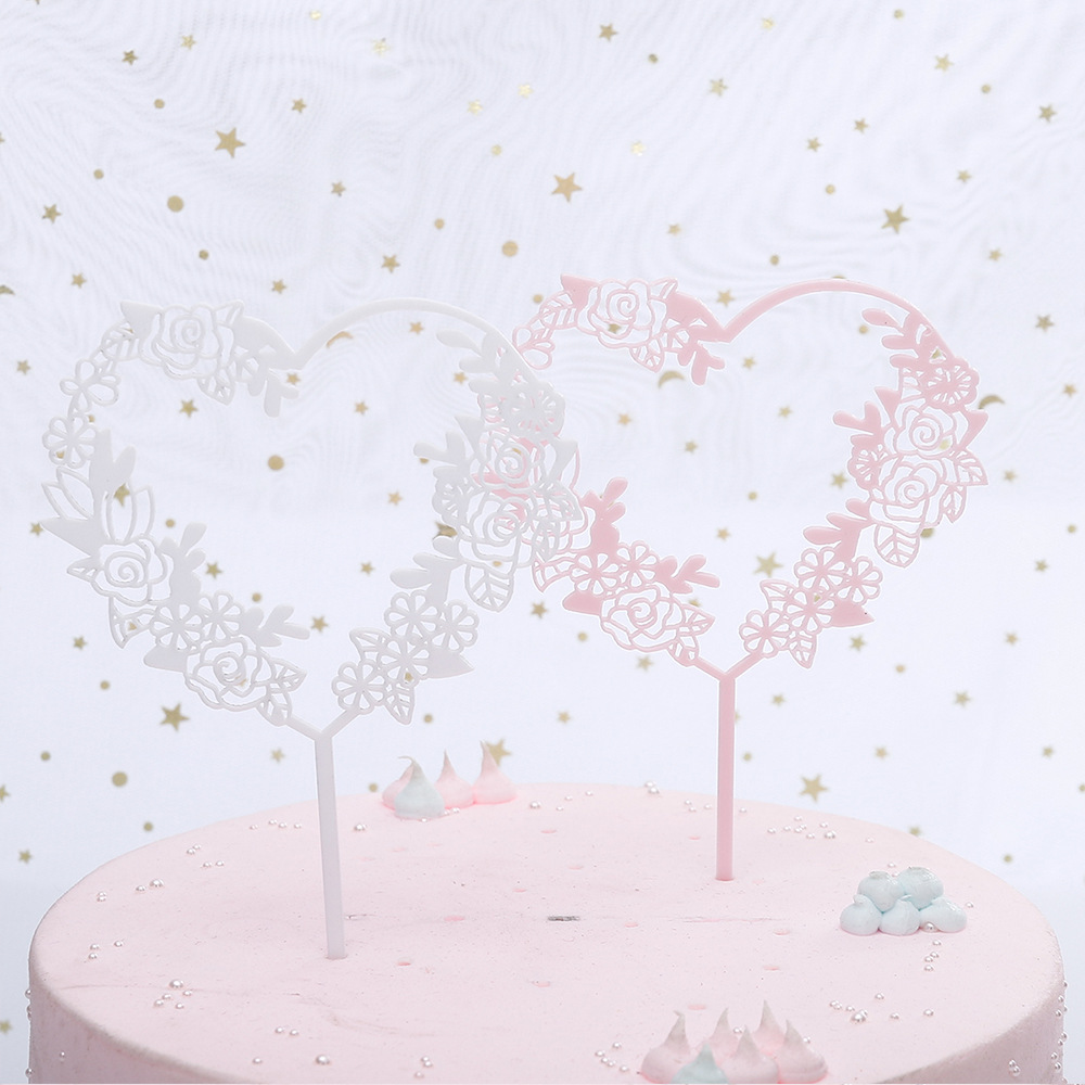 Manufacturers supply birthday cake insert card baking decoration ornaments creative flag acrylic lace round card