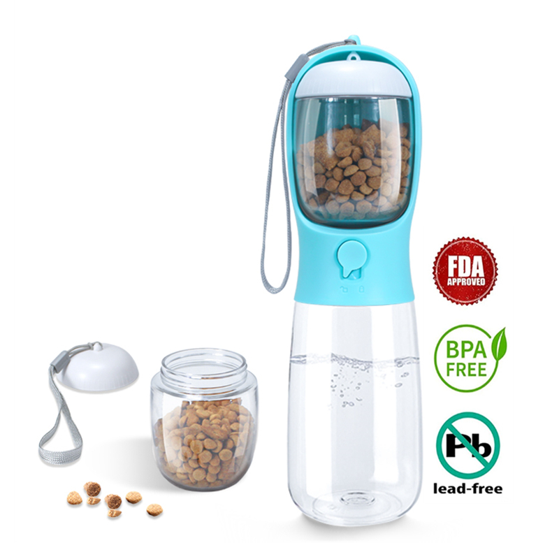 2-in-1 Portable 19oz Water Dispenser and 100g Food Pet Dog Cat Feeder Bottles Outdoor Travel Pet Bottle