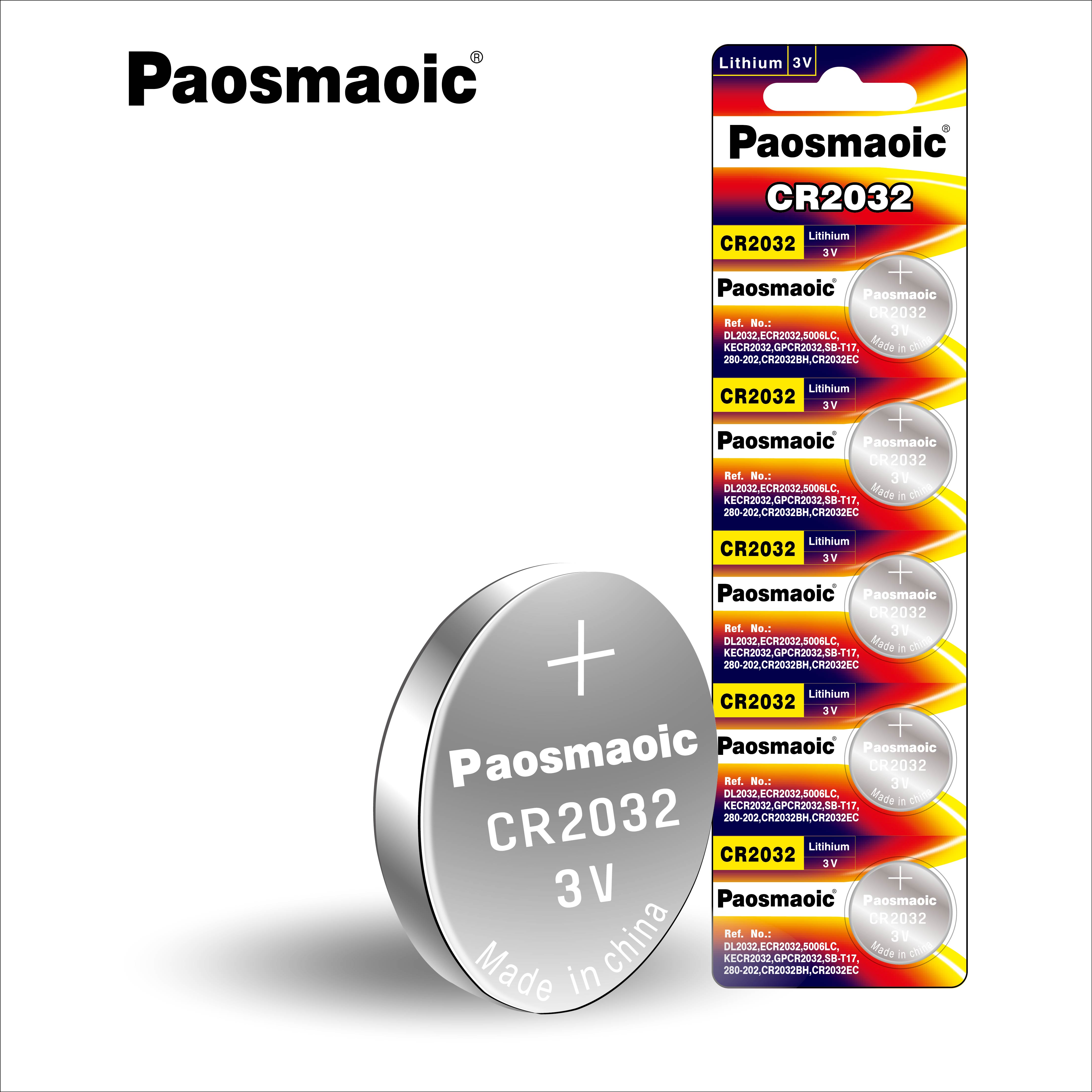 Литиевая батарея Paosmaoic Cr2032 3 в cr2032 mn02, Кнопочная литиевая батарея cr2032