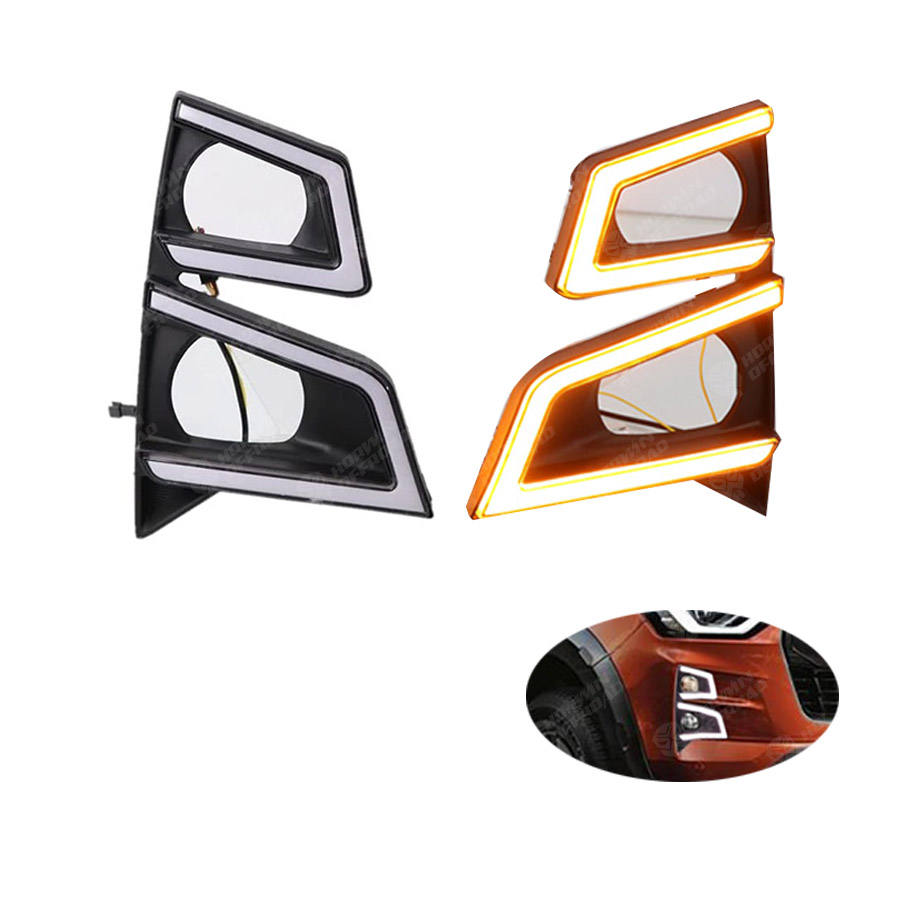 HW4x4 offroad Car LED DRL Day Running Light Fog Lamp Cover Yellow Turn Signal For Dmax 2020