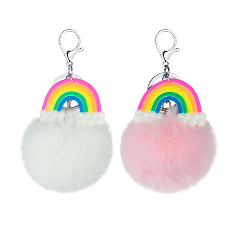 Amazon Top Sellers 2021 Faux Rabbit Fur Ball Pompom Keychain For Car Key Ring Phone Handbag Charm Tote Pendant