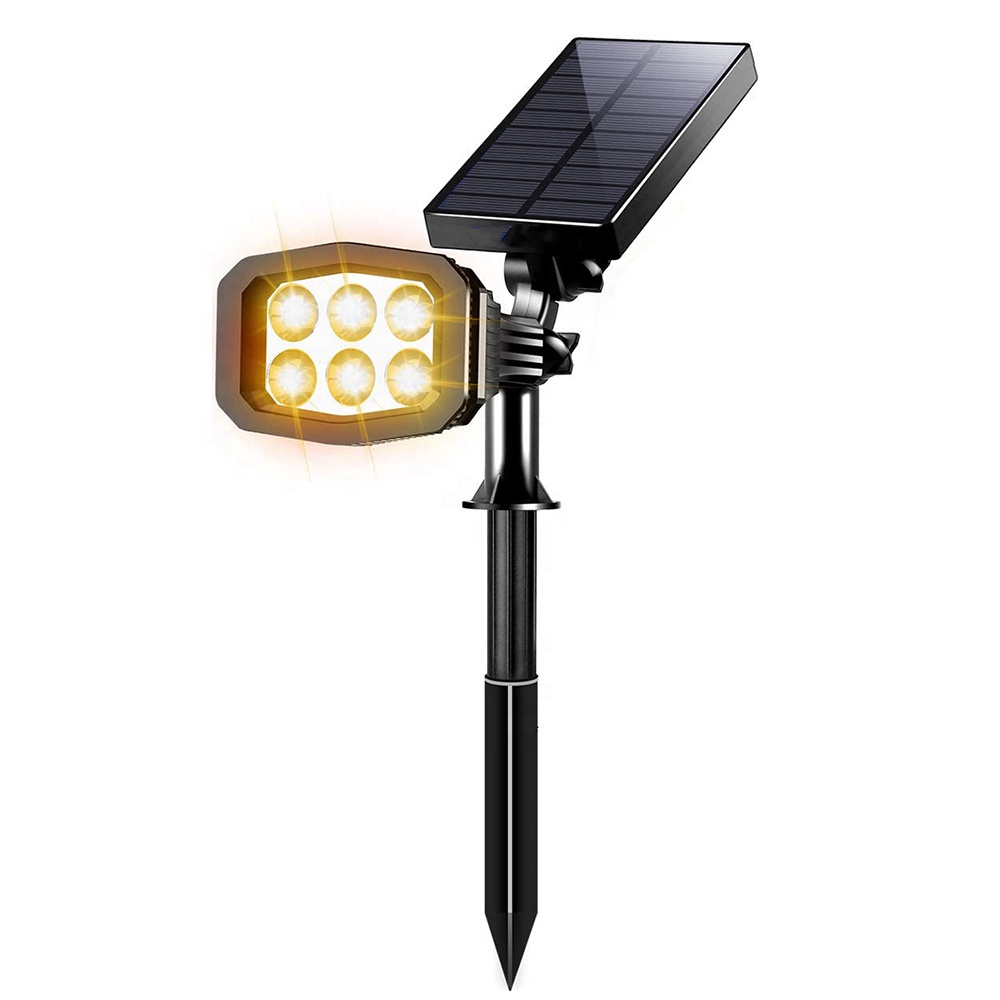 6 LED 2 в 1 теплый белый Солнечный свет лужайки Открытый пейзаж украшение сада солнечный светодиодный точечный свет