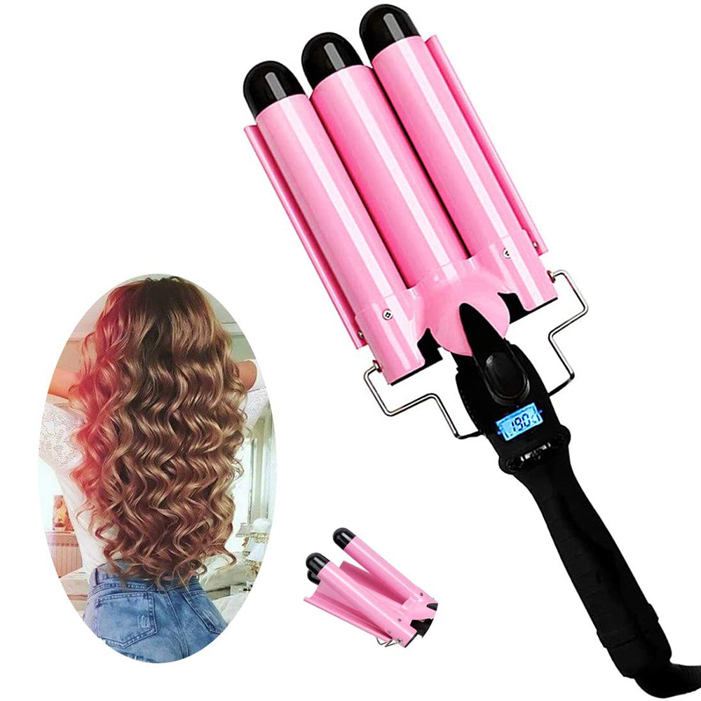 Amazon Top Selling Digital LCD Professional Temperature Display 3 Barrel Automatic Hair Curling Iron