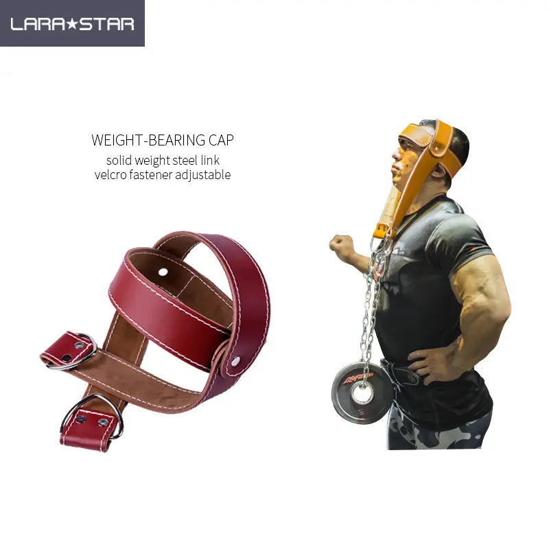 Weight Lifting Fitness Strength Exercise Belt Chain Strap Head Neck Harness Gym Cowhide Material