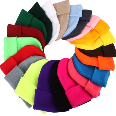 Man Woman Knitted Embroidery Unisex Beanie Cap Hats Winter Beanies