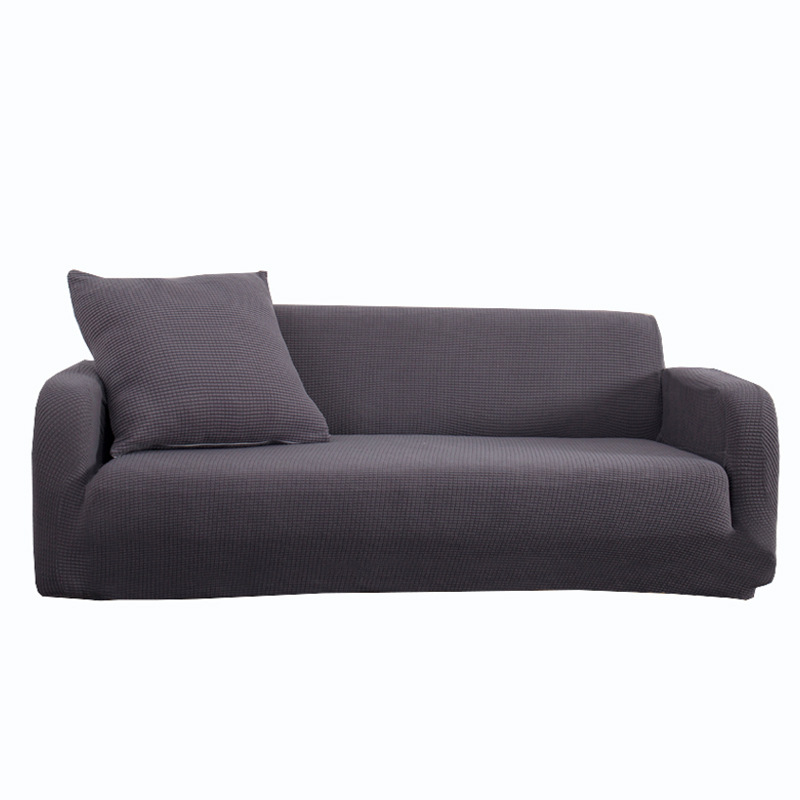Wholesale Universal Polyester Knitted Thick Solid Color Sofa Cover Four Single Double 3 Seater Elastic Full Sofa Cover