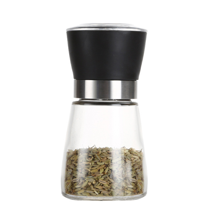 Manufacturers Wholesale Hot Sell Adjustable Ceramic Core Bottle Stainless Steel Glass Salt Mill Chili Manual Pepper Grinder