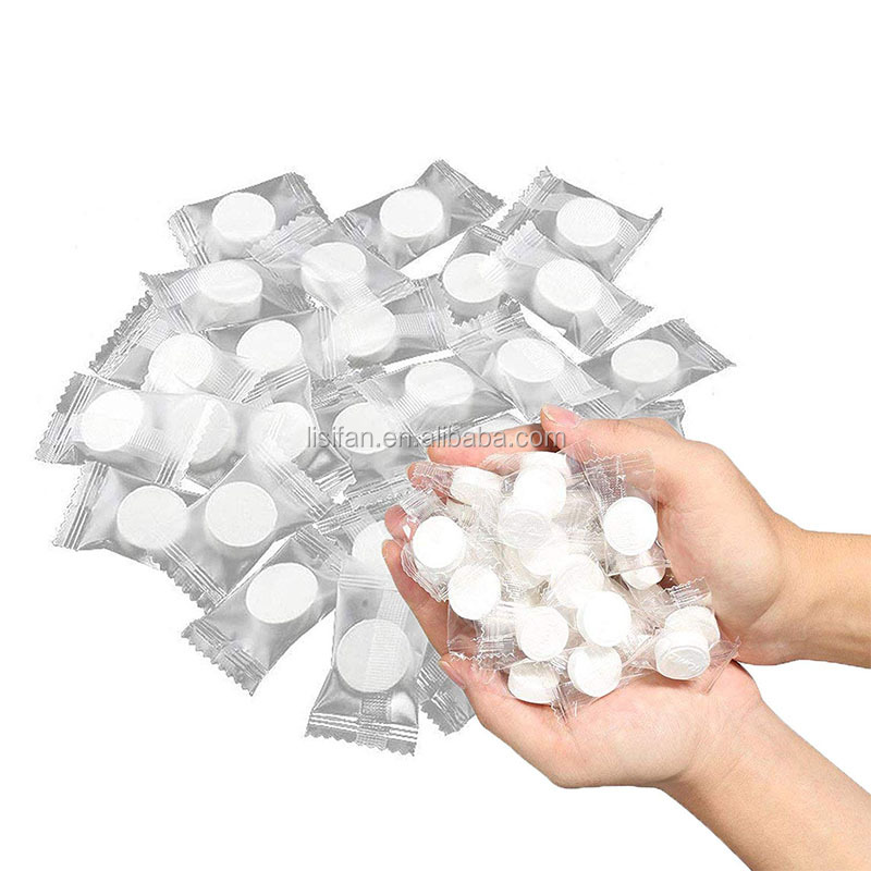Mini Compressed Towels Portable Disposable Compressed Cotton Coin Tissue Towel for Camping