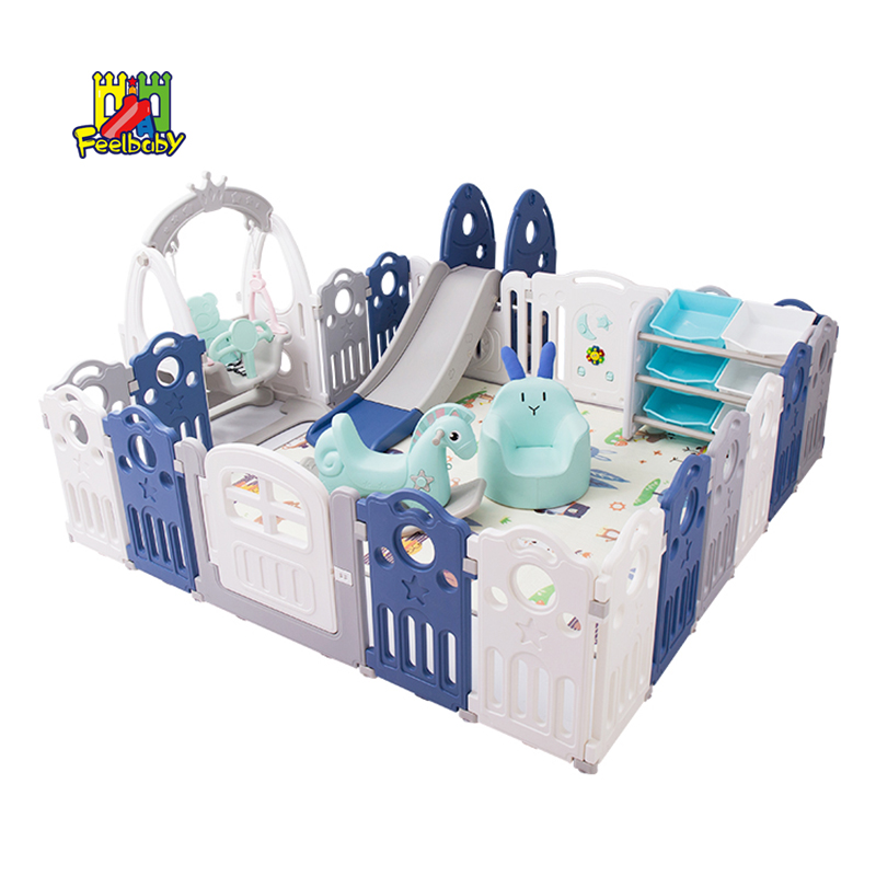 Детская домашняя горка Feelbaby с качели, манеж, набор, детская пластиковая игровая площадка, забор для продажи