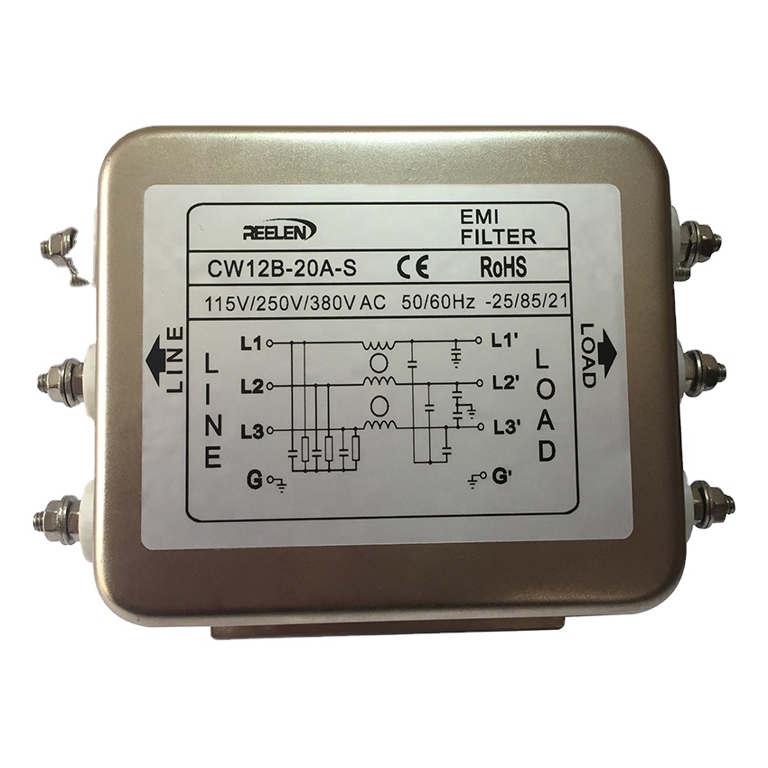 High performance Ac EMI Filter 20A Three Phase Bolt Type CW12B-20A-S Ac EMI Filter EMC filter