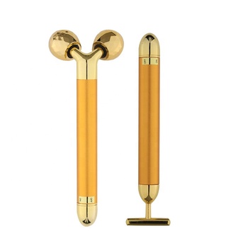 Private Label Masajeador Rodillo Facial 24K Gold Massage Energy Beauty Bar Electric Vibrating Skincare Face Roller Massager