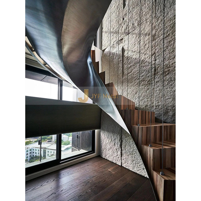 J268 Construction Real Estate Villa Home Decoration Stainless Steel Stairs Metal Spiral Staircase