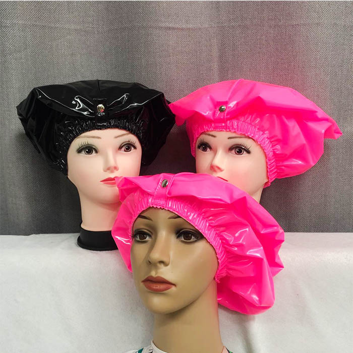 Розовый и черный купальный showercap шляпа с металлической кнопкой дробилка головные уборы шелковая шляпа
