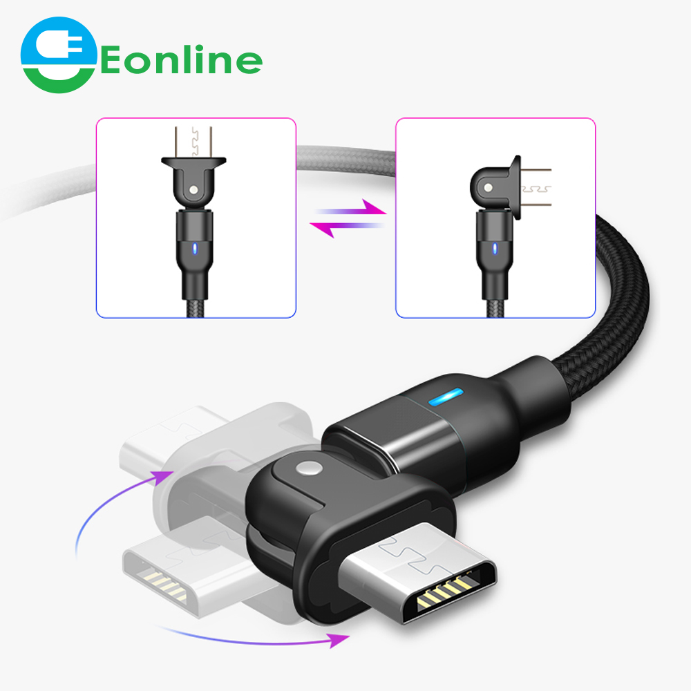 Магнитный кабель Micro USB 0,5 м, 1 м, 2 м, 180 градусов для Samsung, кабель USB Type-C для быстрой зарядки мобильных телефонов, Магнитный провод для зарядного устройства, шнур