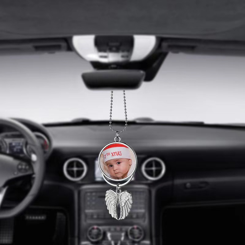 Gold/Silver Color Sublimation Blank Angel Wings Shape Car Ornament For Souvenir Gifts