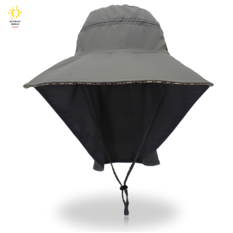 Unisex Adults Plain Custom Logo Printed Summer Outdoor Sun Cap for Men Women Wide Brim Safari Boonie Hat with Back Cover Flap