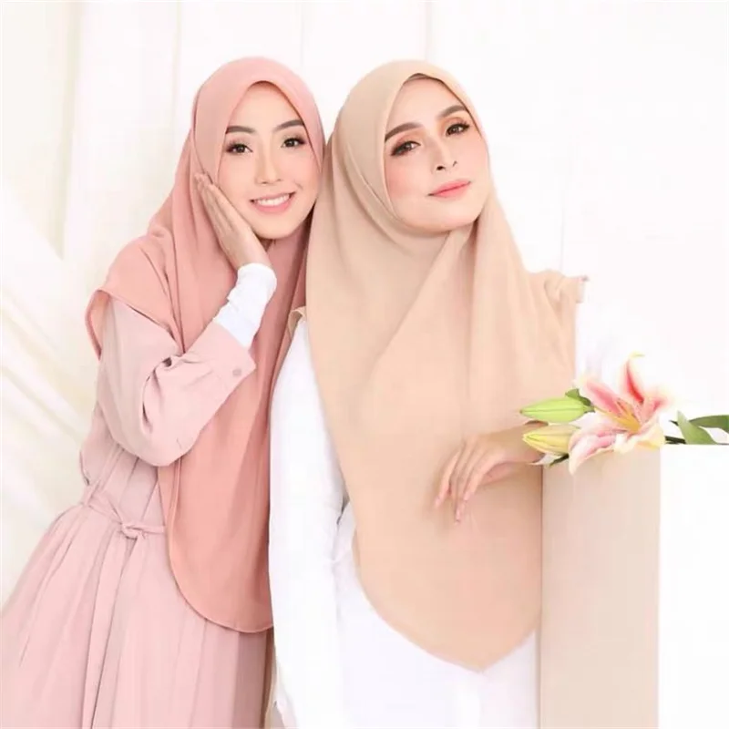 Malaysia tudung labuh chiffon scarf women hijab muslim bawal square instant hijab
