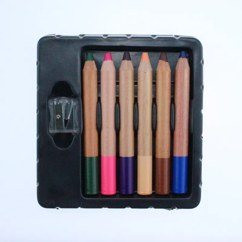 6pcs paper box packed eco friendly jumbo size woody wax crayons,jumbo coloring pencil for kids