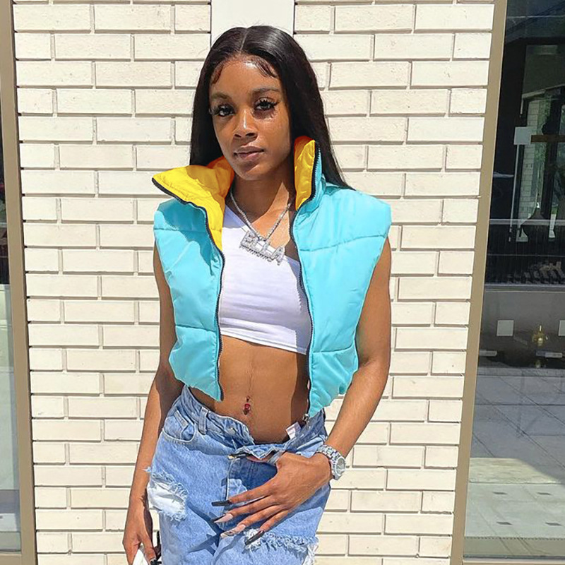 Thick Warm Reversible Tank Top Zipper Sleeveless Vest Woman Outfits Fall Winter Clothes Padded Jacket Puffer Women Bubble Vest