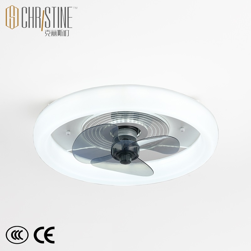 Custom Logo 3 Blade 220V White Bedroom Crystal LED Ceiling Fan Lights For Remote