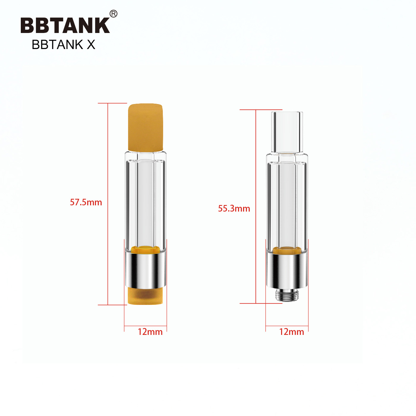 Высококачественный 1 мл пустой стеклянный картридж BBTANK X Новый 510 атомайзер керамический быстронагревательный CBD масляный вейп-картридж полностью стеклянный