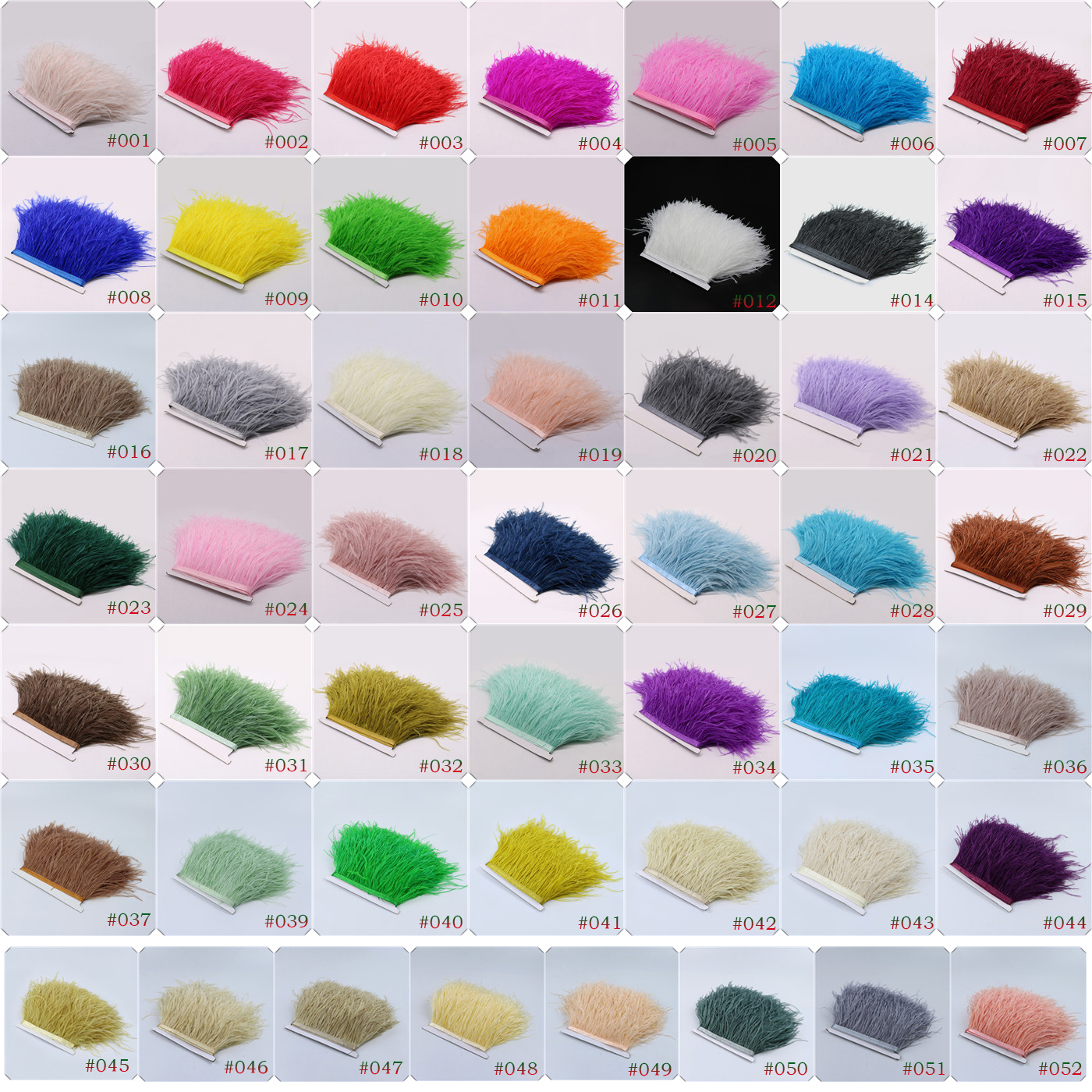 53 Colors Stock 6-25cm Ostrich Feathers Lace Fabric Ribbon Plumes Fringe Trims Ostrich Feather for craft Costumes Sewing Crafts