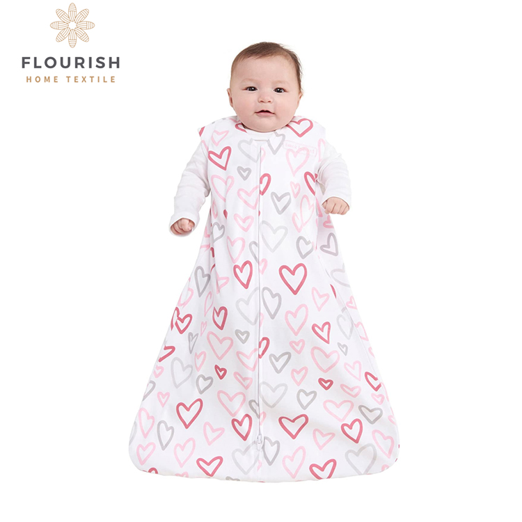 Flourish Custom Wholesale Soft Receiving Comforting Zipper Baby Sleepsack Wearable Blanket