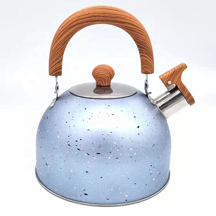 Customized Color Whistling Tea Kettle 2L Wooden handle Tea Pot Stainless Steel Hot Water Teapot for ALL Stovetop