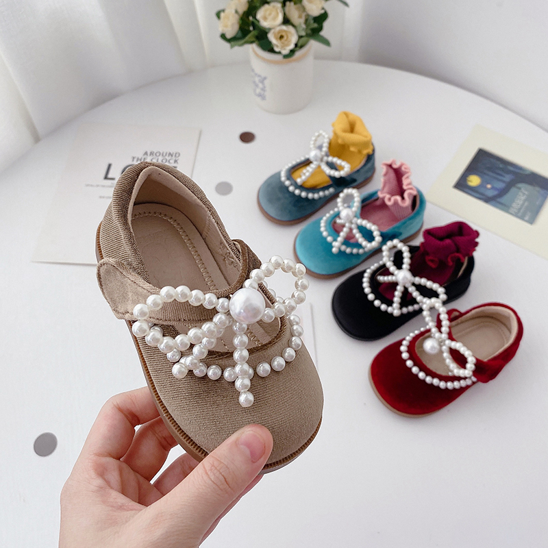 Pearl Kids Chinese Style of Wedding Kids Shoes 2021 Breathable Children's Formal Casual Shoes Fashionable Dress Shoes for Girls