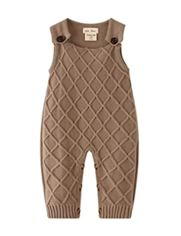 Hot Sale 100% cotton Newborn Baby Knit Overalls Romper Toddler Little Boy Photography Outfits